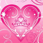 Disney Princess Sparkle Beverage Napkins Birthday Party Disposable Tableware (16 Pack), Pink, 6" x 6".